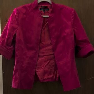 Anne Klein Fuchsia Collarless Open-Front Blazer